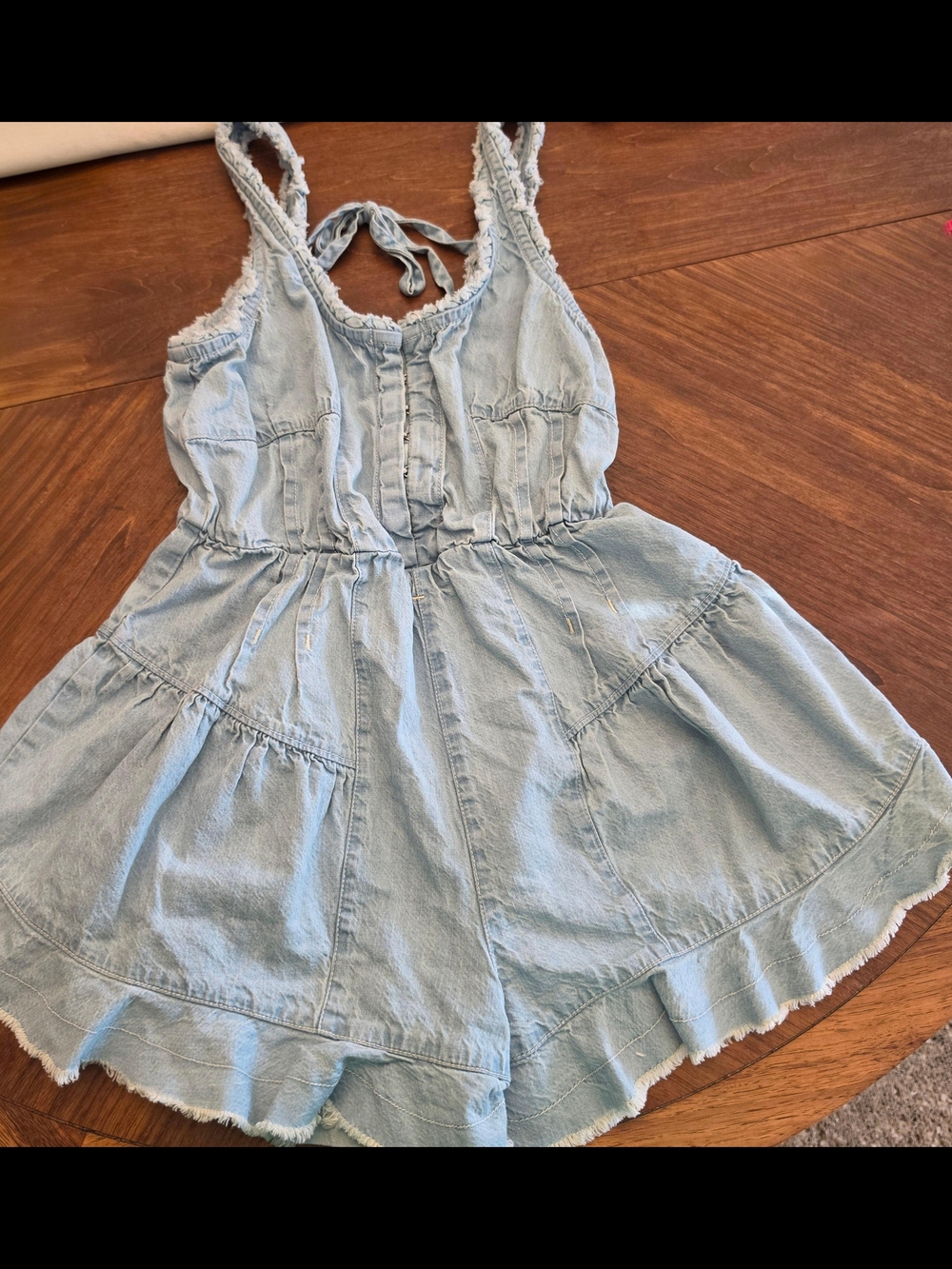 We The Free Light Blue Denim Romper
